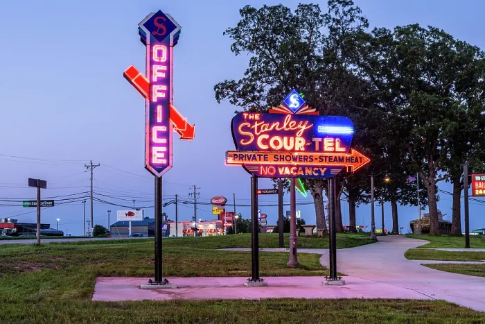 Framed Print : Route 66: Neon Sign Park, St. Robert, Missouri, United States Framed Print : Route 66: Neon Sign Park, St. Robert, Missouri, United States