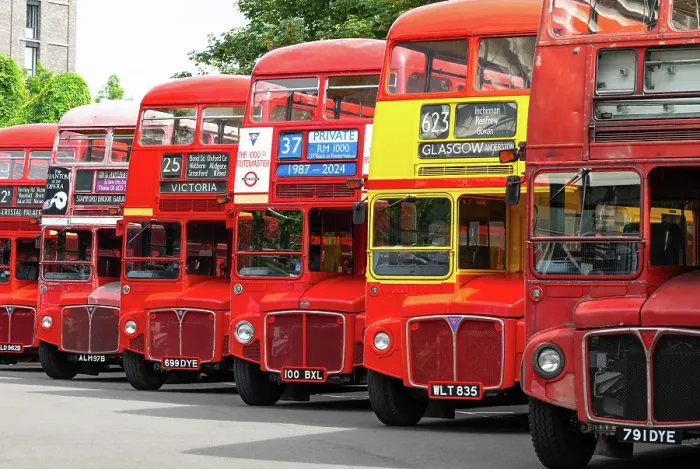 Framed Print : Routemaster buses parade at the 70th anniversary of the first Routemaster bus, RM1, London, England Framed Print : Routemaster buses parade at the 70th anniversary of the first Routemaster bus, RM1, London, England