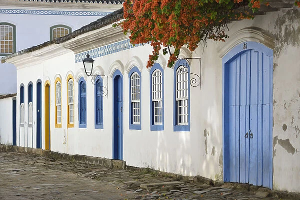 Row of houses in historic Paraty, Rio de Janeiro Province, Brazil, South America