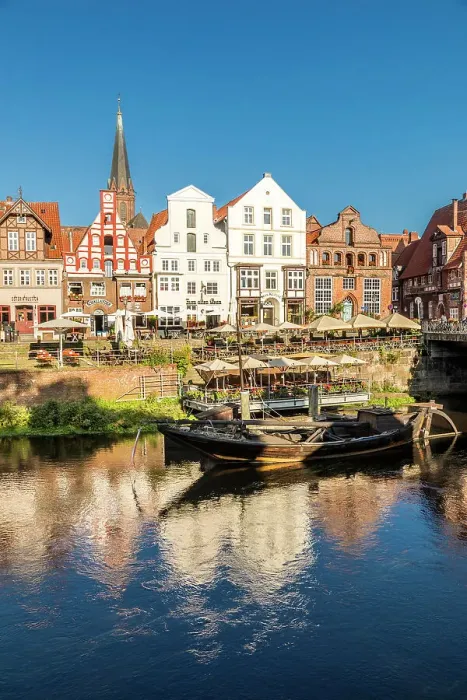 Framed Print : Row of houses at Stintmarkt with old harbour, Luneburg, Lower Saxony, Germany Framed Print : Row of houses at Stintmarkt with old harbour, Luneburg, Lower Saxony, Germany