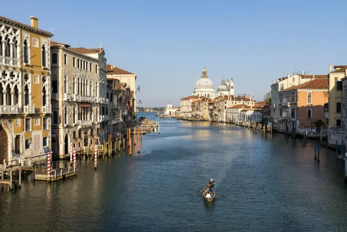 Framed Print : Rower in Grand Canal during Coronavirus, Venice, Veneto, Italy, Europe
