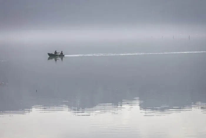 Framed Print : Rowing boat on the lake Edersee near Herzhausen, Hesse, Germany