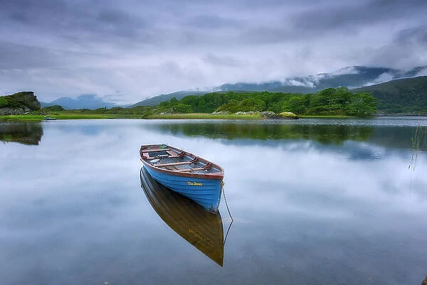 Rowing boat at Upper Lake, Killarney National Park, Killarney, Ring of Kerry, Co. Kerry, Ireland, Europe