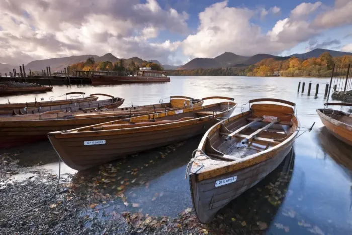 Framed Print : Rowing Boats on Derwent Water at Keswick, Lake District, Cumbria, England. Autumn Framed Print : Rowing Boats on Derwent Water at Keswick, Lake District, Cumbria, England. Autumn