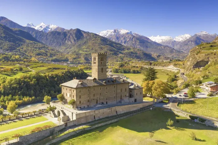 Framed Print : Royal Castle of Sarre in a cold autumn morning, municipality of Sarre, Aosta province Framed Print : Royal Castle of Sarre in a cold autumn morning, municipality of Sarre, Aosta province