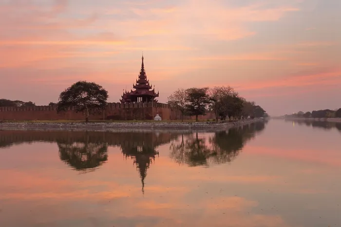Framed Print : Royal Palace at, dawn, Mandalay, Myanmar (Burma), Asia Framed Print : Royal Palace at, dawn, Mandalay, Myanmar (Burma), Asia