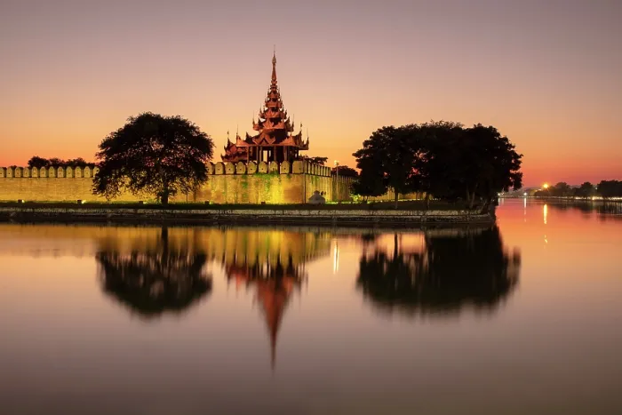 Framed Print : Royal Palace at dusk, Mandalay, Myanmar (Burma), Asia Framed Print : Royal Palace at dusk, Mandalay, Myanmar (Burma), Asia