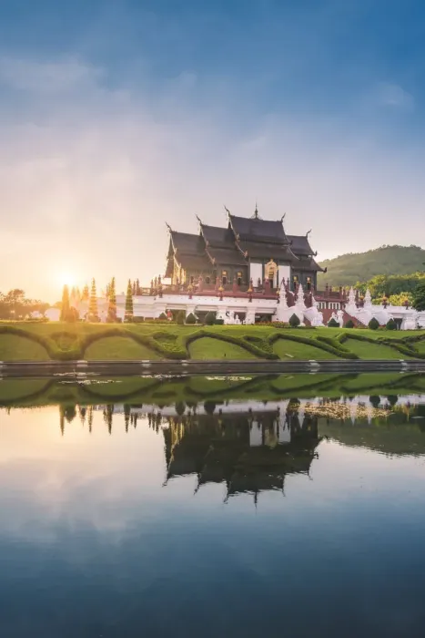 Framed Print : Royal Park Rajapruek, Chiang Mai, Thailand. Royal Pavilion at sunset Framed Print : Royal Park Rajapruek, Chiang Mai, Thailand. Royal Pavilion at sunset