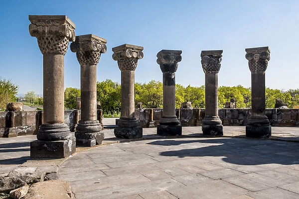 The ruins of the ancient temple of Zvartnots, Armenia