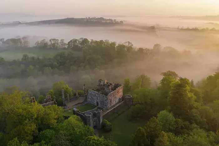 Framed Print : The ruins of Berry Pomeroy Castle at dawn on a misty morning, Devon, England. Spring (May) 2023 Framed Print : The ruins of Berry Pomeroy Castle at dawn on a misty morning, Devon, England. Spring (May) 2023