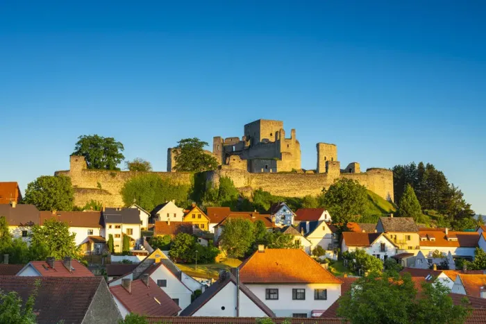 Framed Print : Ruins of Rabi castle against clear sky at sunset, Rabi, Klatovy District, Plzen Region, Czech Republic Framed Print : Ruins of Rabi castle against clear sky at sunset, Rabi, Klatovy District, Plzen Region, Czech Republic