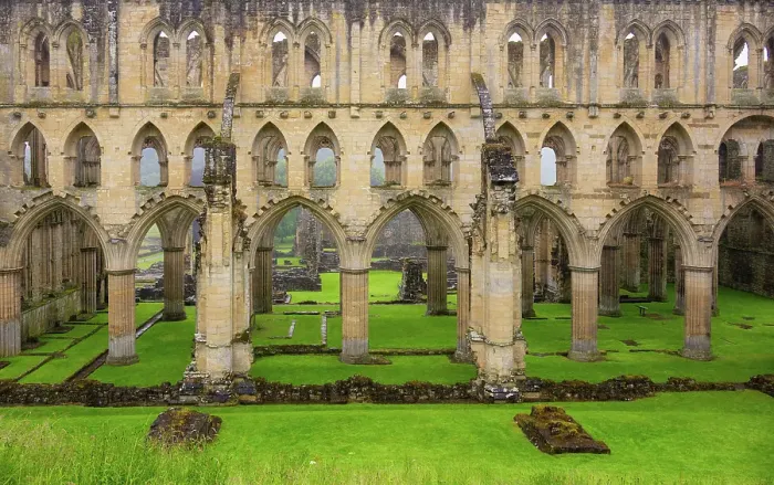 Framed Print : Ruins of Rievaulx Abbey, one of the first Cistercian abbeys to be founded in England in around 1130, North Yorkshire, England Framed Print : Ruins of Rievaulx Abbey, one of the first Cistercian abbeys to be founded in England in around 1130, North Yorkshire, England