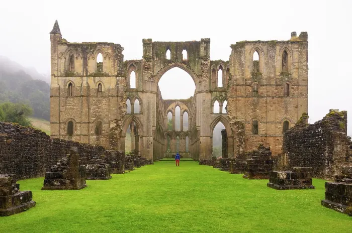 Framed Print : Ruins of Rievaulx Abbey, one of the first Cistercian abbeys to be founded in England in around 1130, North Yorkshire, England Framed Print : Ruins of Rievaulx Abbey, one of the first Cistercian abbeys to be founded in England in around 1130, North Yorkshire, England