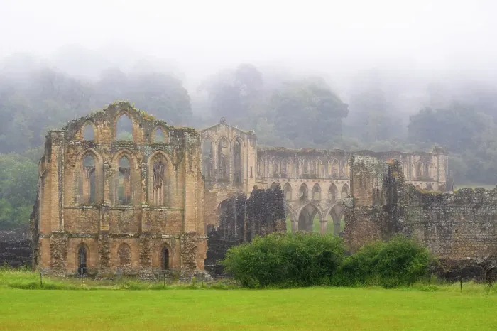 Framed Print : Ruins of Rievaulx Abbey, one of the first Cistercian abbeys to be founded in England in around 1130, North Yorkshire, England