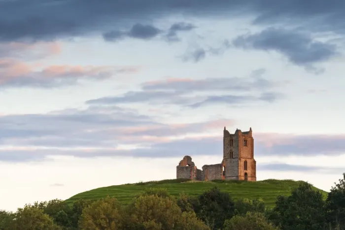 Framed Print : Ruins of St Michaels Church on Burrow Mump, Burrowbridge, Somerset, England