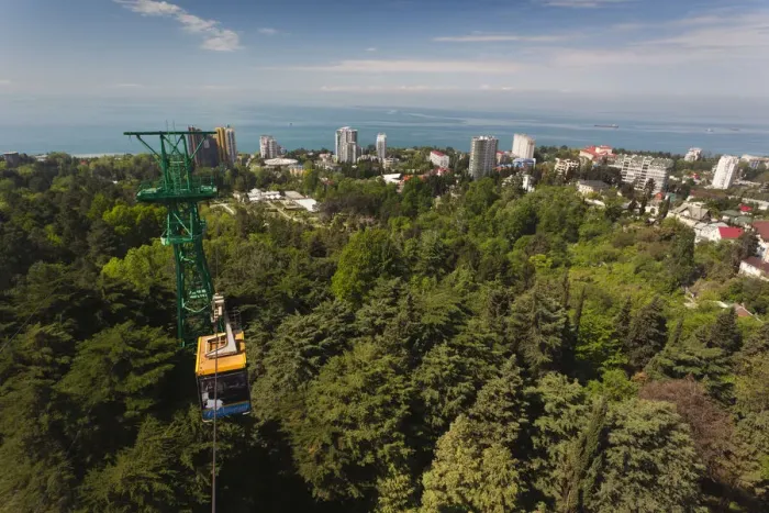 Framed Print : Russia, Black Sea Coast, Sochi, elevated city view from the Arboretum Park cable car Framed Print : Russia, Black Sea Coast, Sochi, elevated city view from the Arboretum Park cable car