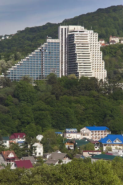 Russia, Black Sea Coast, Sochi-area, Dagomys, construction of hillside resort hotel