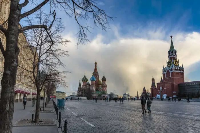 Framed Print : Russia, Moscow, Red Square, Kremlin, St. Basils Cathedral and Kremlin Spasskaya Tower