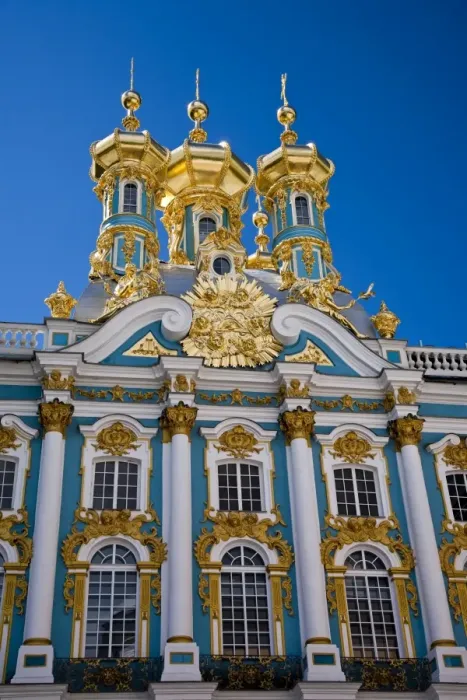 Framed Print : Russia, St Petersburg, Catherine Palace, Tsarskoe Selo. The lavish imperial palace at Tsarskoe Selo was designed by Rastrelli in1752 for Tsarina Elizabeth. She named it the Catherine Palace in honour of