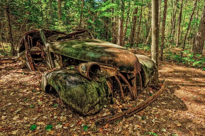 Framed Print : Rusty Old Wreck in woodlands along the Granite Ridge Trail in Killarney Provincial Park, Ontario, Canada Framed Print : Rusty Old Wreck in woodlands along the Granite Ridge Trail in Killarney Provincial Park, Ontario, Canada