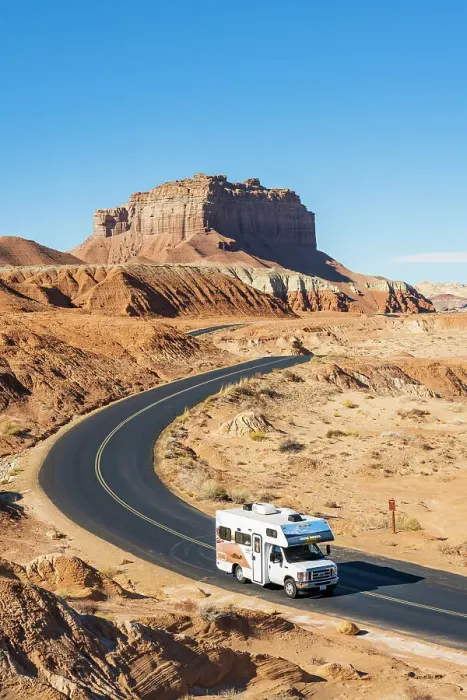 Framed Print : RV on a road in Goblin Valley State Park Utah, USA Framed Print : RV on a road in Goblin Valley State Park Utah, USA
