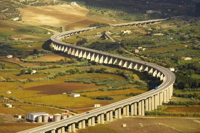 Framed Print : S-Bend Shape Motorway, Sicily, Italy Framed Print : S-Bend Shape Motorway, Sicily, Italy