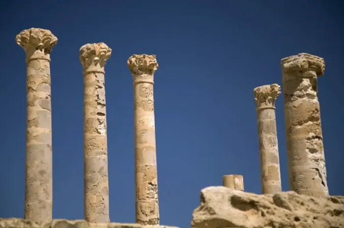 Framed Print : Sabratha, Libya; Columns Remains from at the Ancient Roman City of Sabratha lying just off the Mediterranean Framed Print : Sabratha, Libya; Columns Remains from at the Ancient Roman City of Sabratha lying just off the Mediterranean