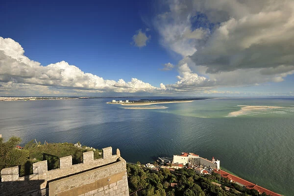 Sado river Bay, Outao fortress and Troia peninsula. Portugal