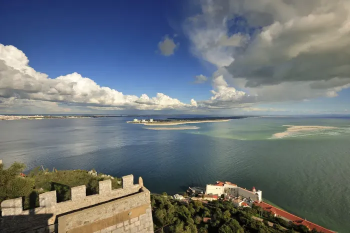 Framed Print : Sado river Bay, Outao fortress and Troia peninsula. Portugal Framed Print : Sado river Bay, Outao fortress and Troia peninsula. Portugal