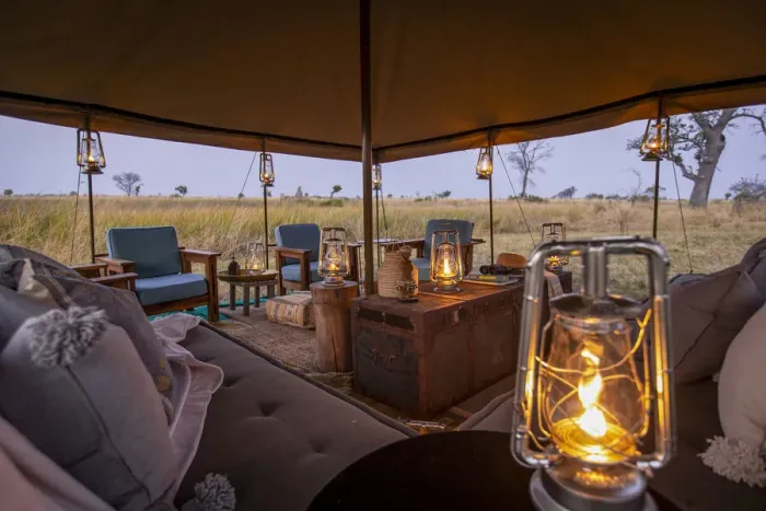 Framed Print : Safari camp, Moremi National Park, Okavango Delta, Botswana