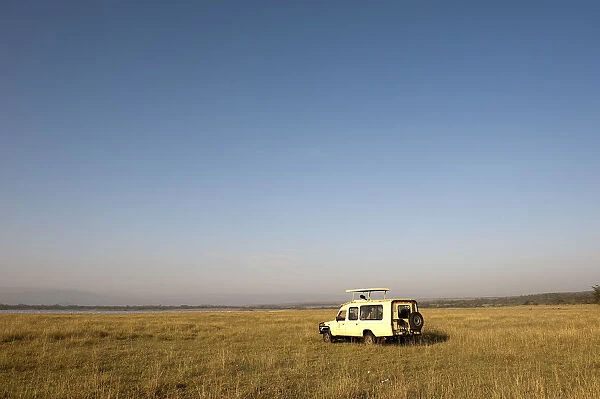 Safari vehicle with tourist in Lake Elementaita, Kenya