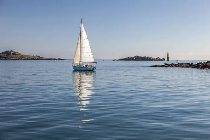 Framed Print : Sailboat in front of Roscoff, Finistere, Brittany, France Framed Print : Sailboat in front of Roscoff, Finistere, Brittany, France