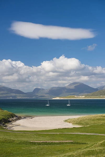 Sailboats off Horgabost Beach, Isle of Harris, Outer Hebrides, Scotland