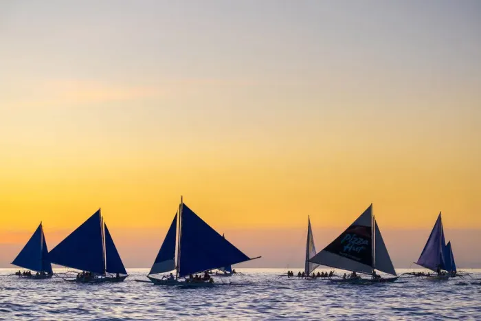 Framed Print : Sailboats at sunset on White Beach, Boracay Island, Aklan Province, Western Visayas Framed Print : Sailboats at sunset on White Beach, Boracay Island, Aklan Province, Western Visayas