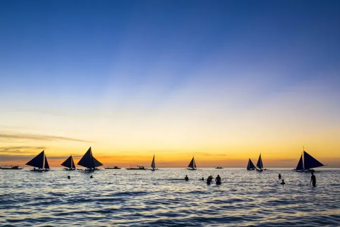 Framed Print : Sailboats at sunset on White Beach, Boracay Island, Aklan Province, Western Visayas Framed Print : Sailboats at sunset on White Beach, Boracay Island, Aklan Province, Western Visayas