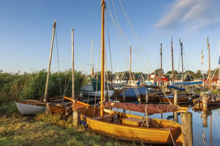 Framed Print : Sailboats, Zeesen boats in the port of Ahrenshoop-Althagen, Fischland-Darss-Zingst