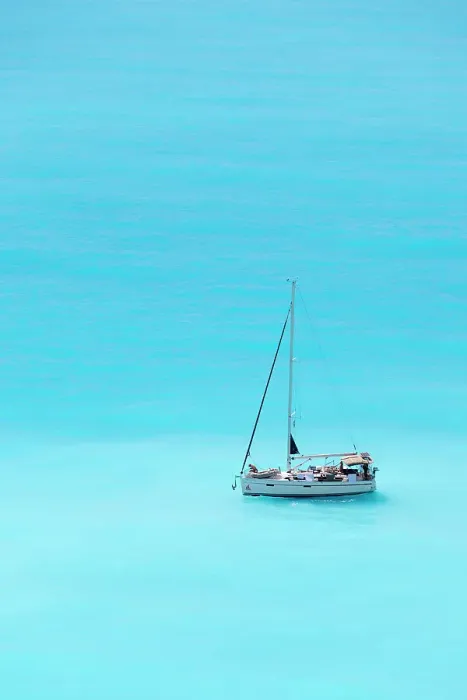 Framed Print : A sailing boat in Myrtos Bay, Kefalonia, Ionian Islands, Greece