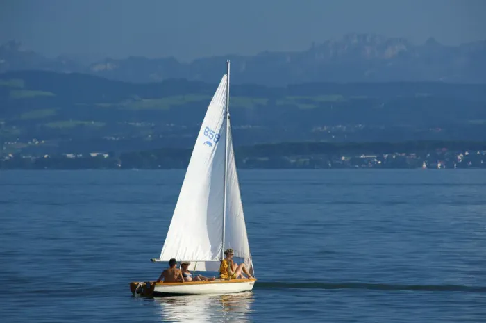 Framed Print : Sailing boat near Hagnau, Lake Constance, Baden-Wuerttemberg, Germany