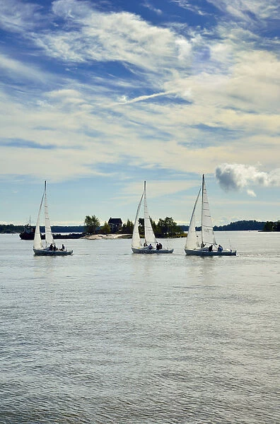 Sailing boats in the bay of Helsinki. Finland