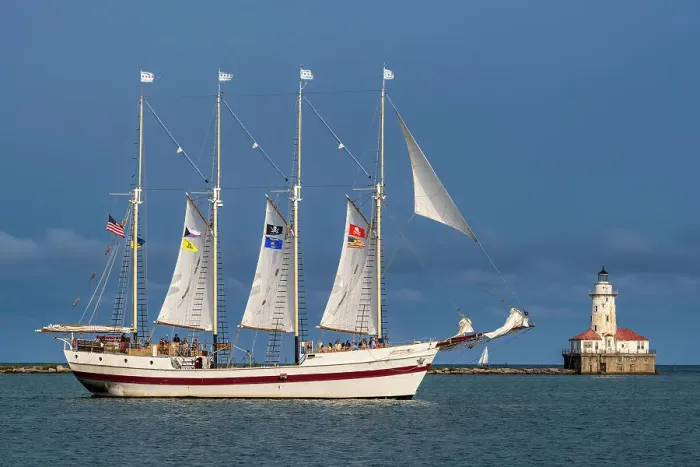 Framed Print : Sailing ship with Chicago Harbor Lighthouse in the backdrop, Chicago, Illinois, USA Framed Print : Sailing ship with Chicago Harbor Lighthouse in the backdrop, Chicago, Illinois, USA