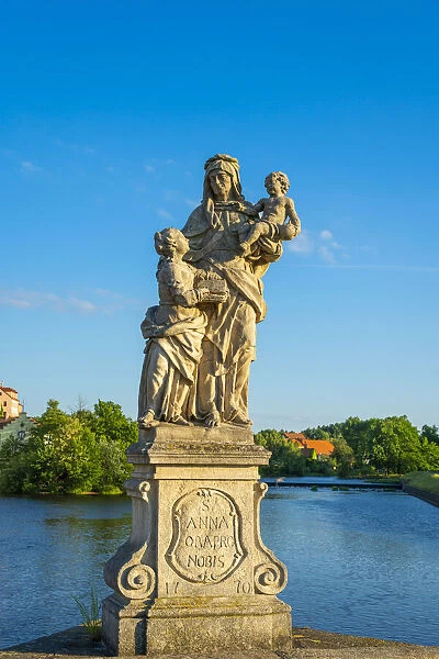Saint Anne sculpture on Pisek Stone Bridge which is the oldest stone bridge in the Czech Republic, Pisek, South Bohemian Region, Czech Republic