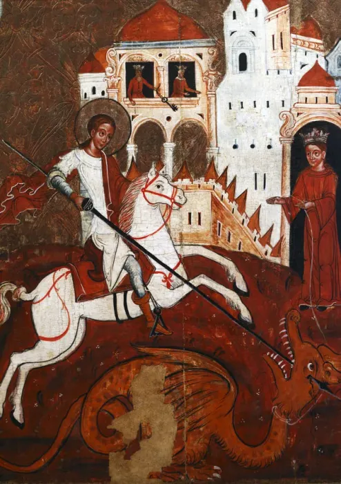 Framed Print : Saint George and dragon (17 century), Volyn icon, museum, Lutsk, Volyn oblast, Ukraine Framed Print : Saint George and dragon (17 century), Volyn icon, museum, Lutsk, Volyn oblast, Ukraine