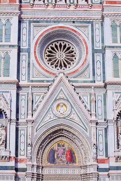 Saint Mary of the Flower Cathedral facade, Florence, Tuscany, Italy, Europe