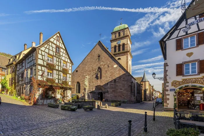 Framed Print : Sainte-Croix church, Kaysersberg, Haut-Rhin, Alsace, Grand Est, France