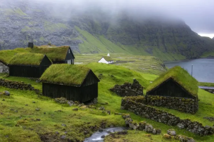 Framed Print : Saksun, Stremnoy island, Faroe Islands, Denmark. Iconic green roof houses Framed Print : Saksun, Stremnoy island, Faroe Islands, Denmark. Iconic green roof houses