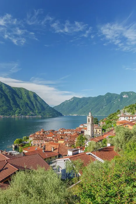 Framed Print : Sala Comacina town and lake Como from Greenway del Lago di Como path, Como province, Lombardy, Italy Framed Print : Sala Comacina town and lake Como from Greenway del Lago di Como path, Como province, Lombardy, Italy
