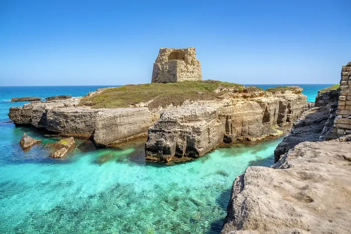Framed Print : Salento, Roca Vecchia archaeological site with turquoise sea. Puglia, Italy Framed Print : Salento, Roca Vecchia archaeological site with turquoise sea. Puglia, Italy