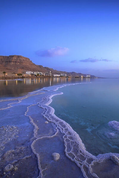 Salt Deposit In Foreground Looking Towards Ein Bokek, Ein Bokek, Dead Sea (lowest