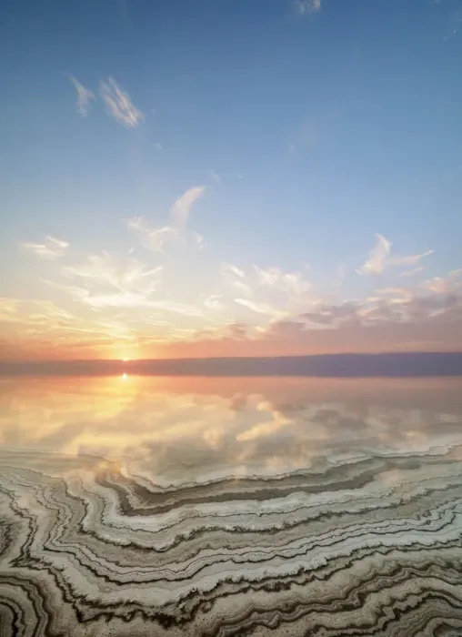 Framed Print : Salt Formations on the shore of the Dead Sea at sunset, Karak Governorate, Jordan Framed Print : Salt Formations on the shore of the Dead Sea at sunset, Karak Governorate, Jordan