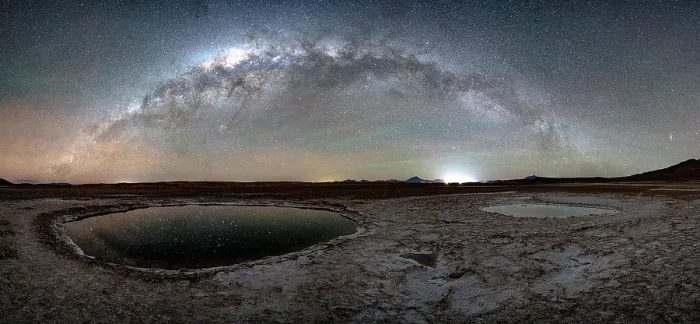 Framed Print : Salt ponds beneath the Milky Way, Ojos del Mar, Tolar Grande, Salta, Argentina